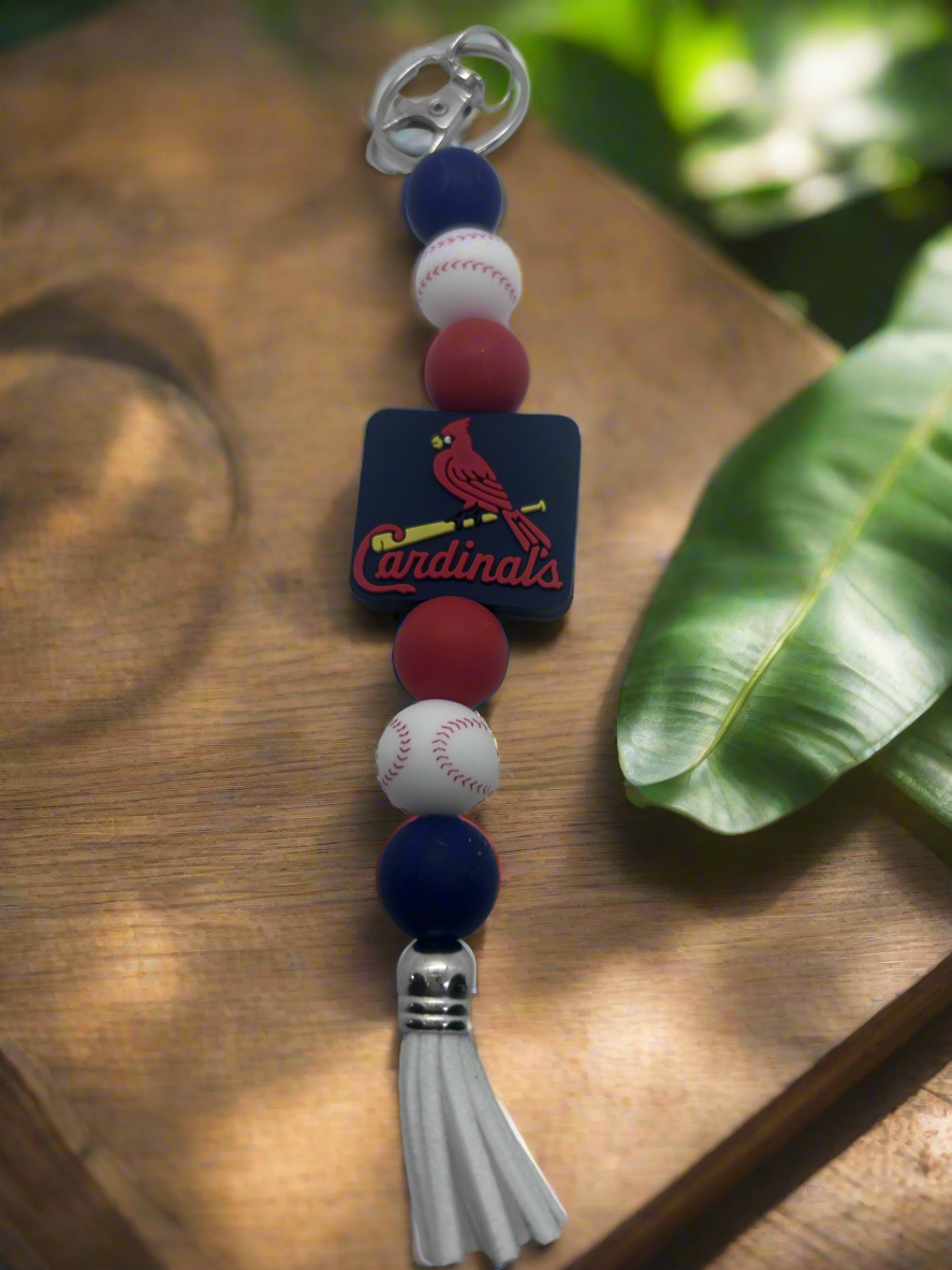 St Louis Cardinals Silicone Beaded Keychain