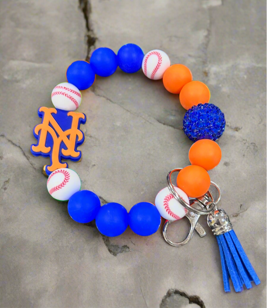 New York Mets MLB Silicone Beaded Keychain Wristlet
