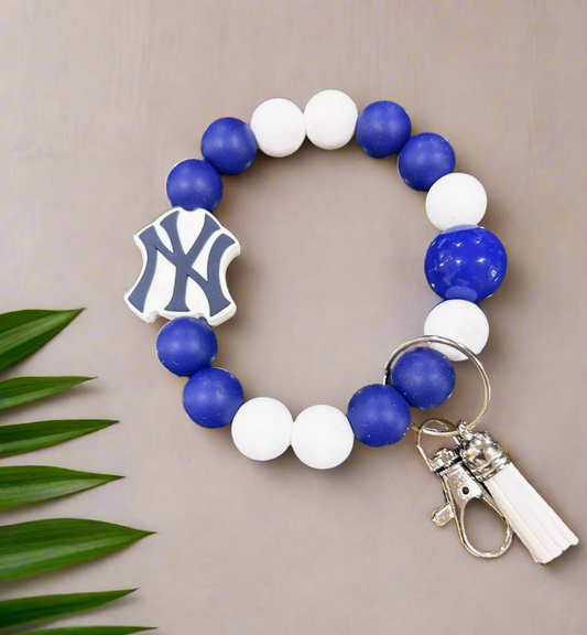 New York Yankees Baseball MLB Silicone Beaded Keychain Wristlet