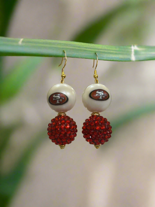 San Francisco 49ers NFL Custom Beaded Game Day Earrings