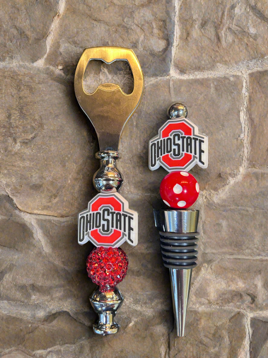 Ohio State Buckeyes Wine Cork and Bottle Opener