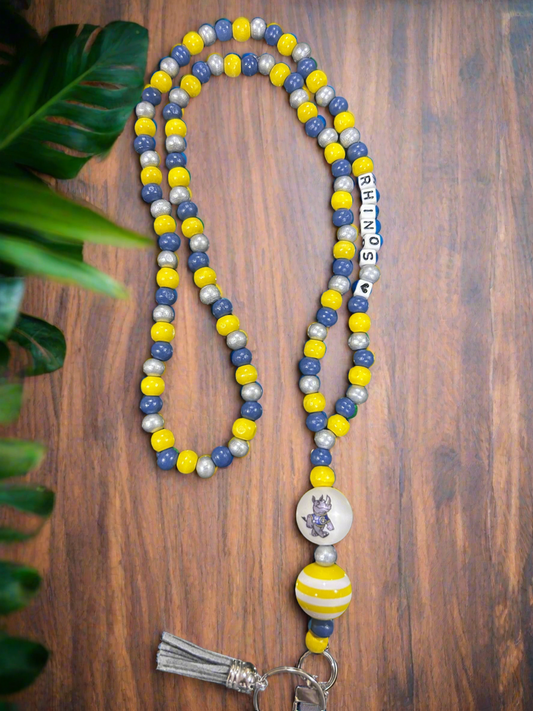 Gaston Rhinos Custom Beaded Lanyard