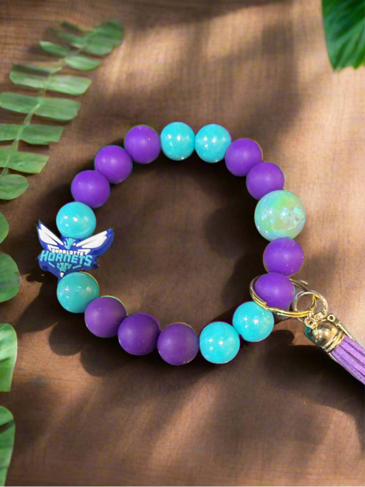 Charlotte Hornets Silicone Beaded Keychain Wristlet