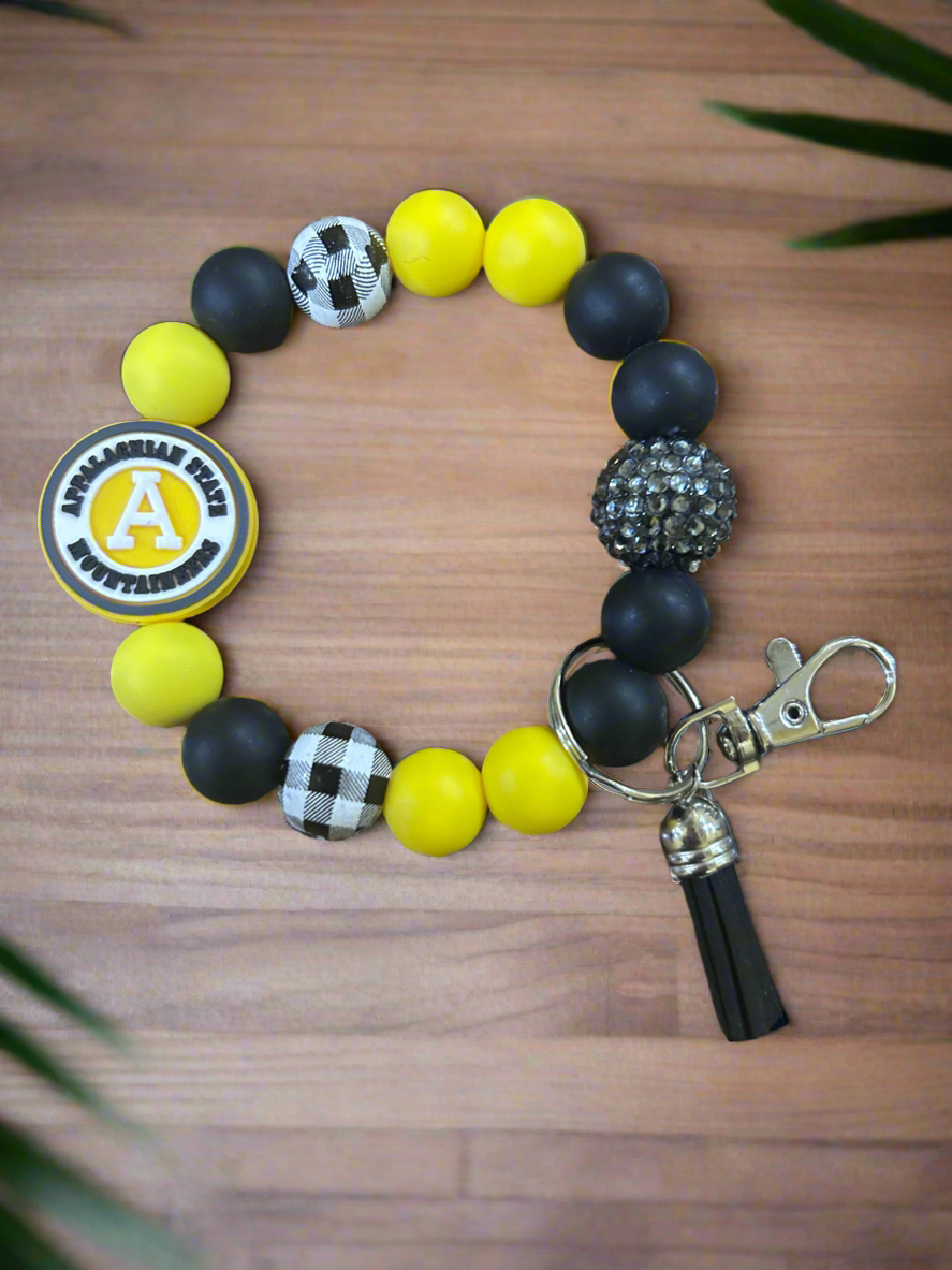 ASU Appalachian State University Mountaineers Silicone Beaded Keychain Wristlet