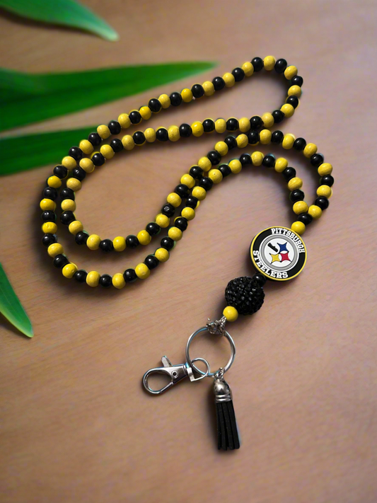 Pittsburgh Steelers NFL Hand Beaded Lanyard