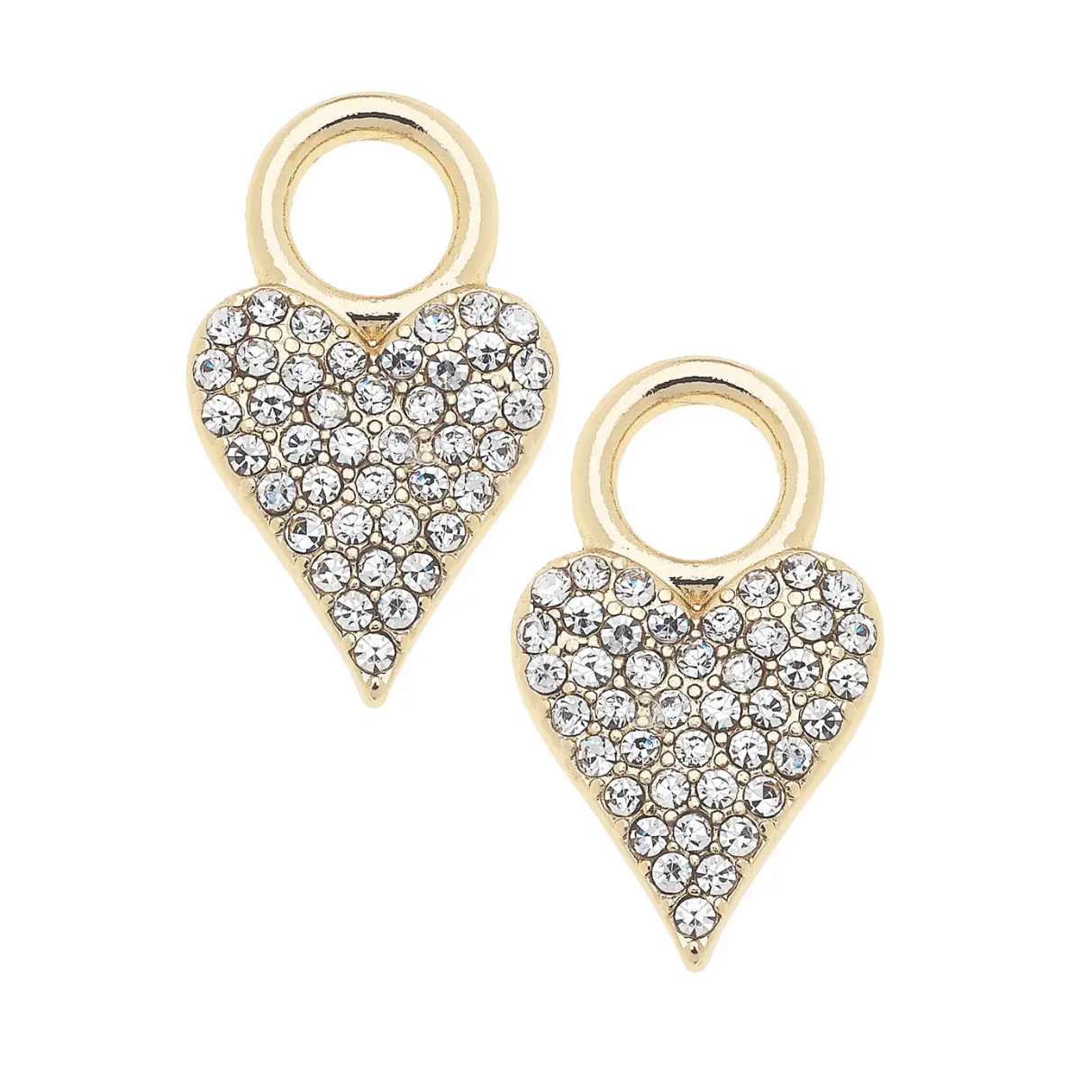 Pave Heart Huggie Charm (Set of 2) in Shiny Gold