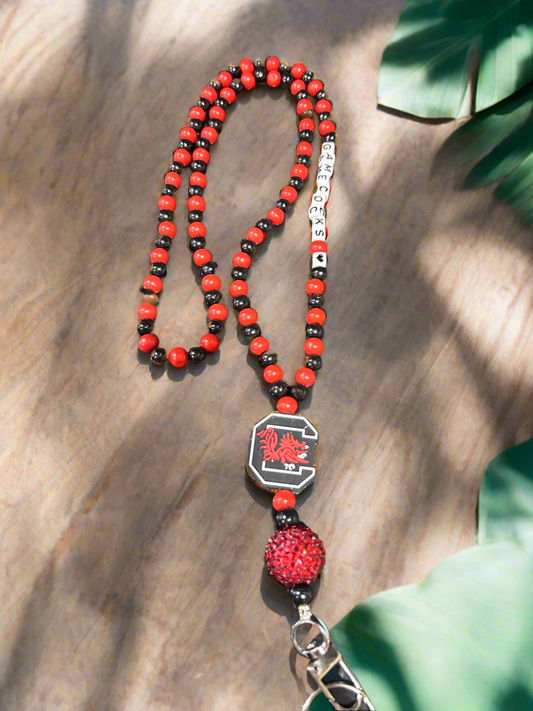 UofSC University of South Carolina Gamecocks Custom Beaded Lanyard