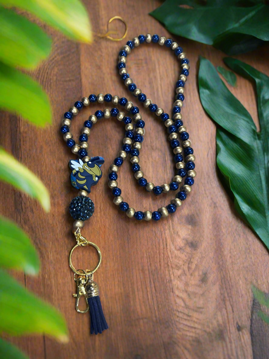 Georgia Tech University Custom Beaded Lanyard