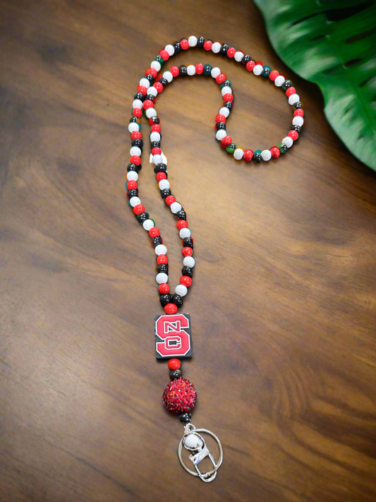 NCSU North Carolina State University Wolfpack Hand Beaded Lanyard