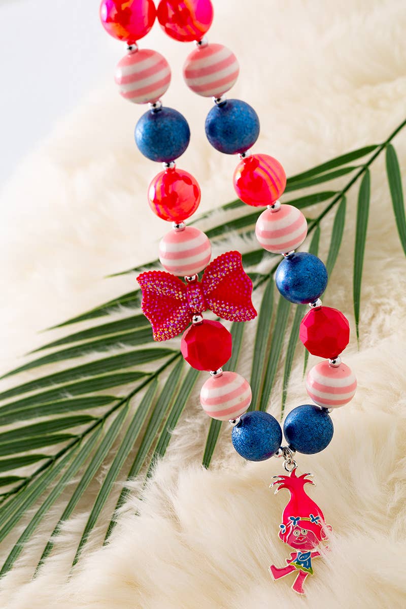KIDS MULTI-COLOR BUBBLE NECKLACE w/TROLL CHARM