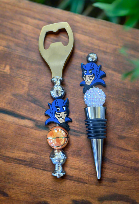Duke University Basketball Custom Beaded Bottle Opener and Wine Stopper