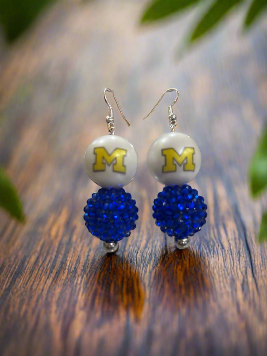 University of Michigan Wolverines Custom Beaded Game Day Earrings