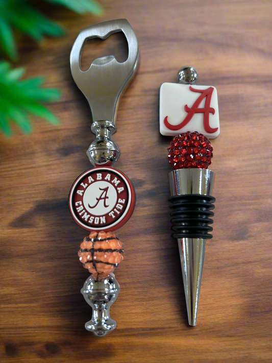 University of Alabama Crimson Tide Basketball Custom Beaded Bottle Opener and Wine Stopper
