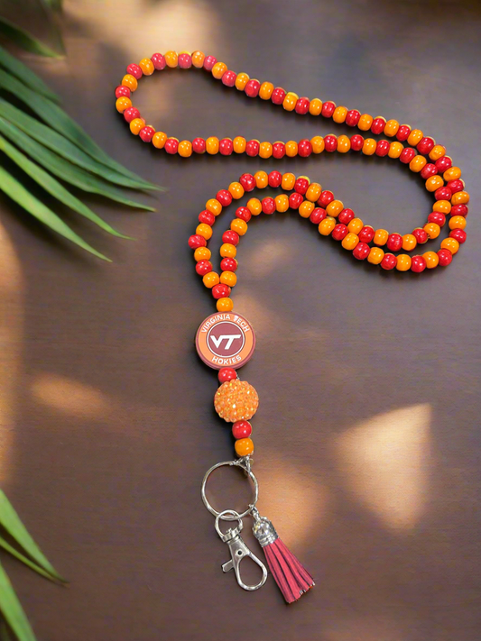 VT Virginia Tech Hokies Custom Beaded Lanyard