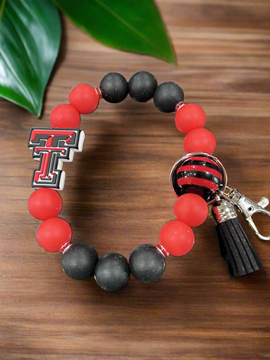 Texas Tech Red Raiders Silicone Beaded Keychain Wristlet