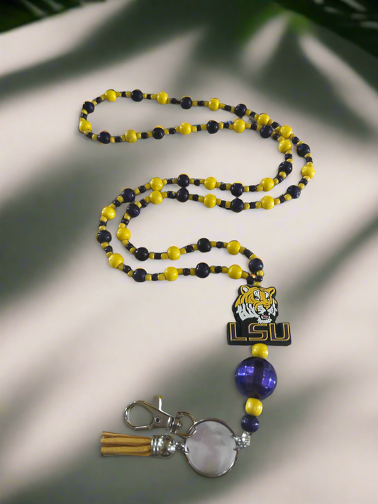 Louisiana State University Tigers Custom Beaded Lanyard