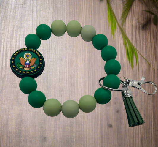 United States Army Silicone Beaded Keychain Wristlet