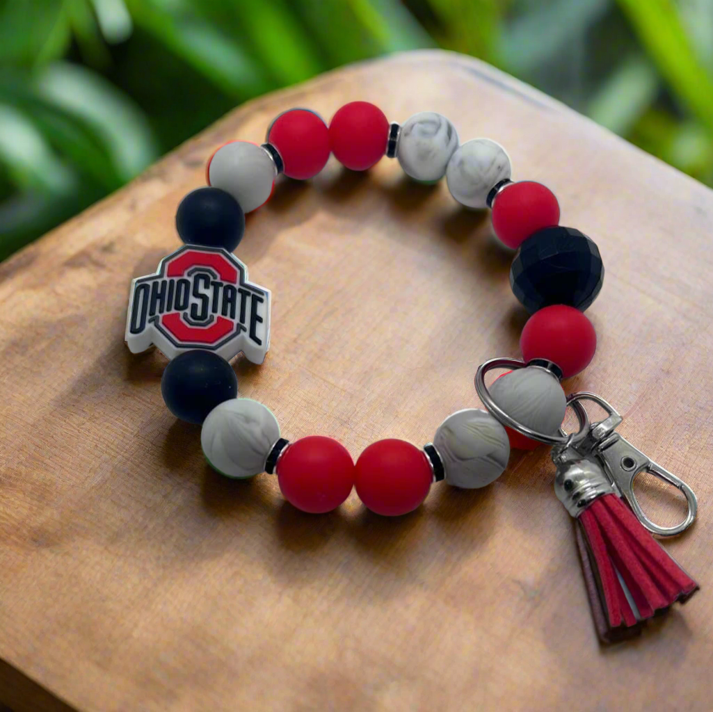 Ohio State Buckeyes Silicone Beaded Keychain Wristlet