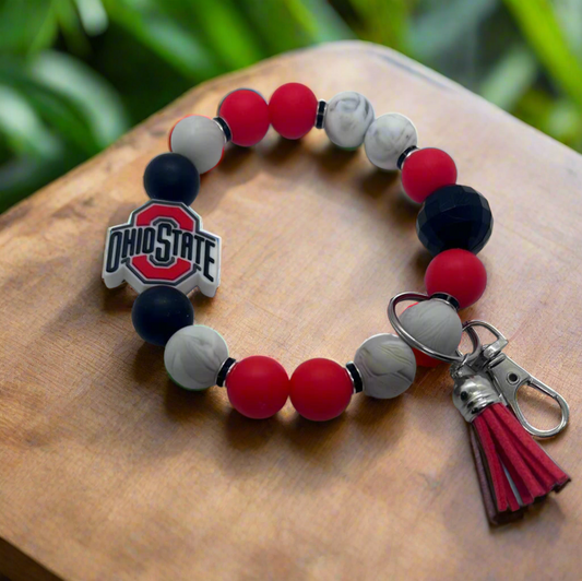 Ohio State Buckeyes Silicone Beaded Keychain Wristlet