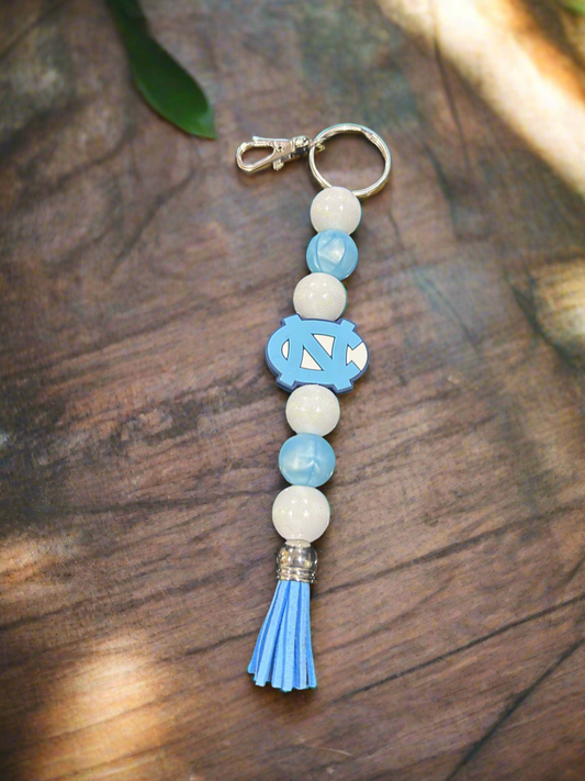 UNC University of North Carolina at Chapel Hill TarHeels Silicone Beaded Keychain
