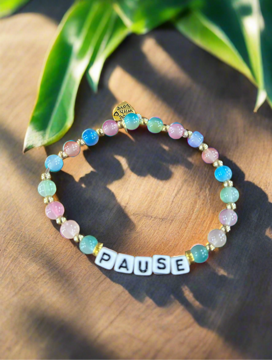 “PAUSE” Custom Beaded Inspirational Word Bracelet
