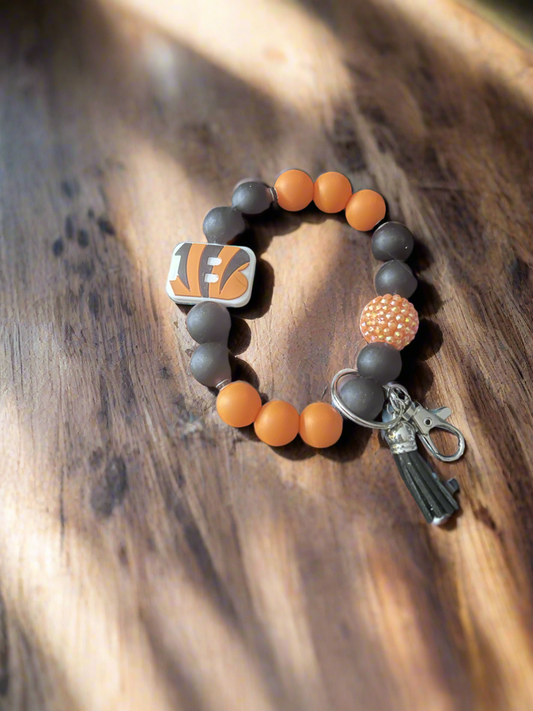 Cincinnati Bengals Silicone Beaded Keychain Wristlet