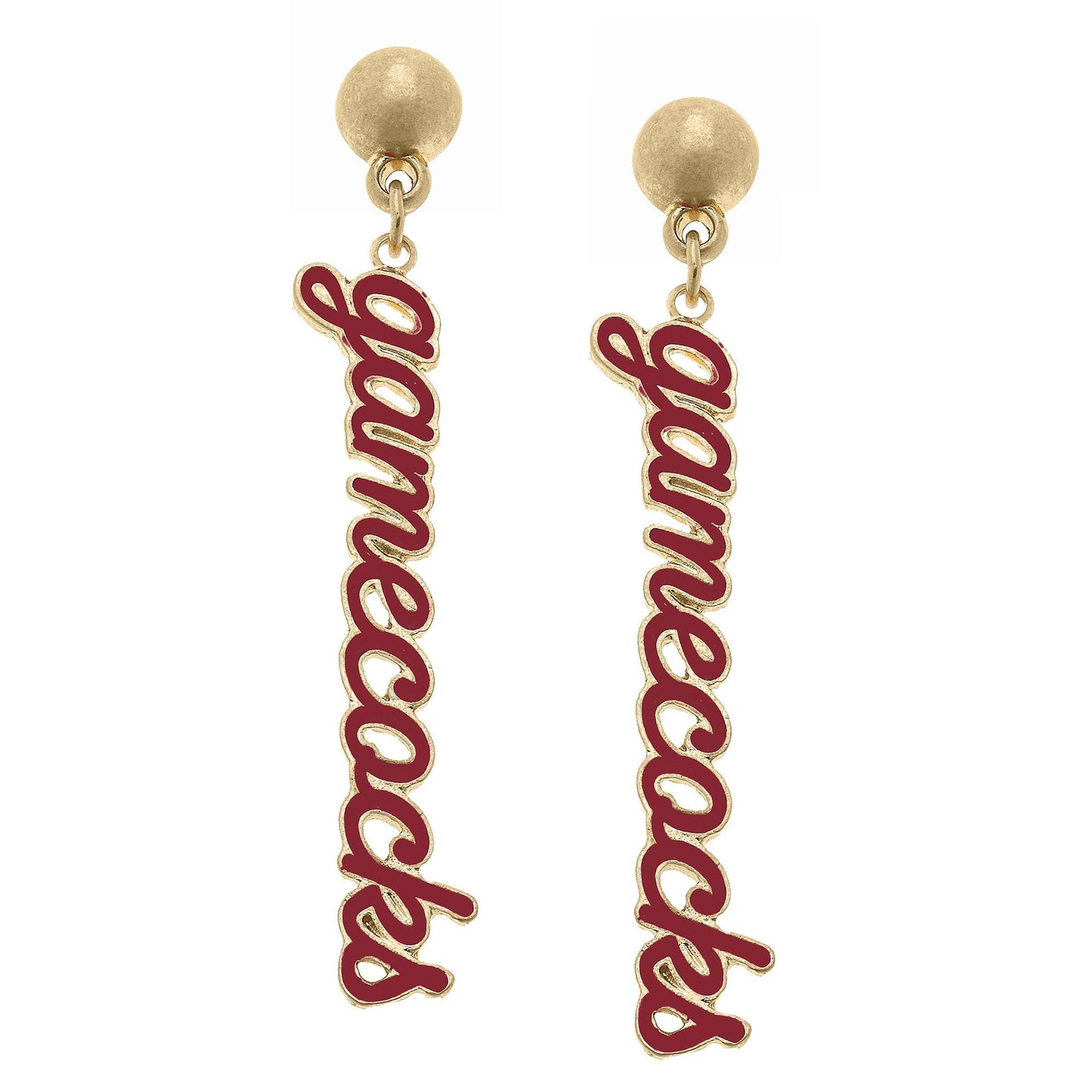South Carolina Enamel Script Earrings in Garnet