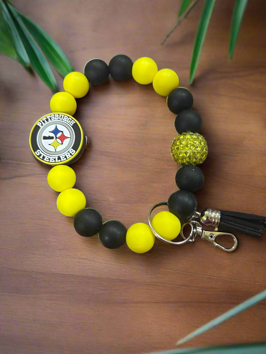 Pittsburgh Steelers Silicone Beaded Keychain Wristlet