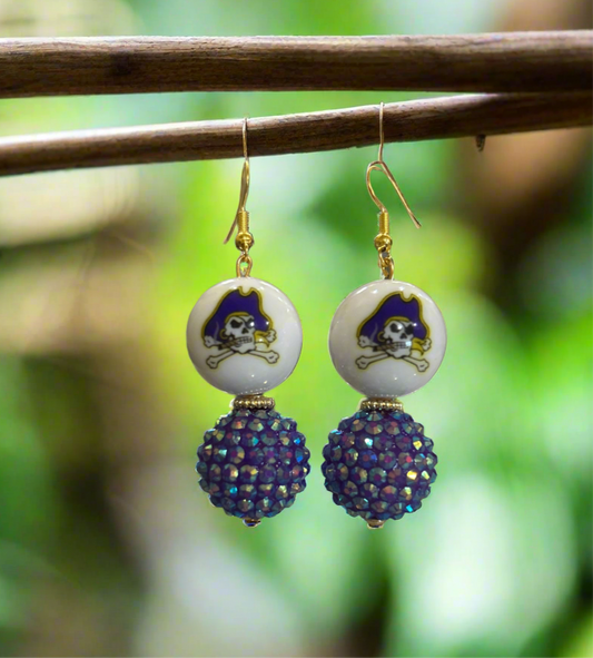 ECU East Carolina University Pirates Custom Beaded Game Day Earrings