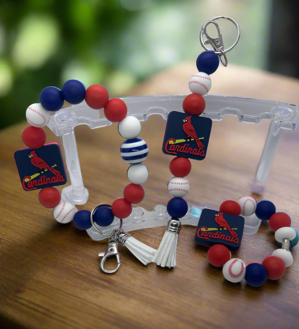 St Louis Cardinals MLB Silicone Beaded Keychain Wristlet