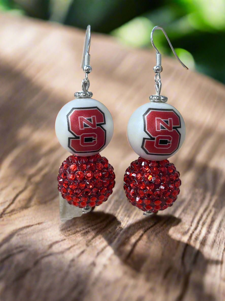 NCSU North Carolina State University Custom Beaded Gameday Earrings