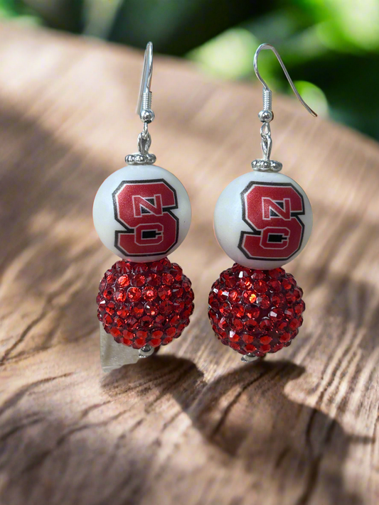 NCSU North Carolina State University Custom Beaded Gameday Earrings