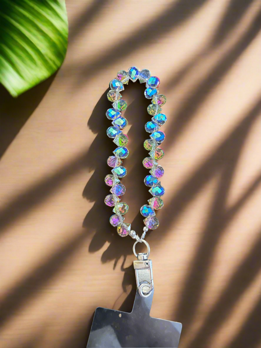 Multicolored Crystal Beaded Mobile Phone Wristlet