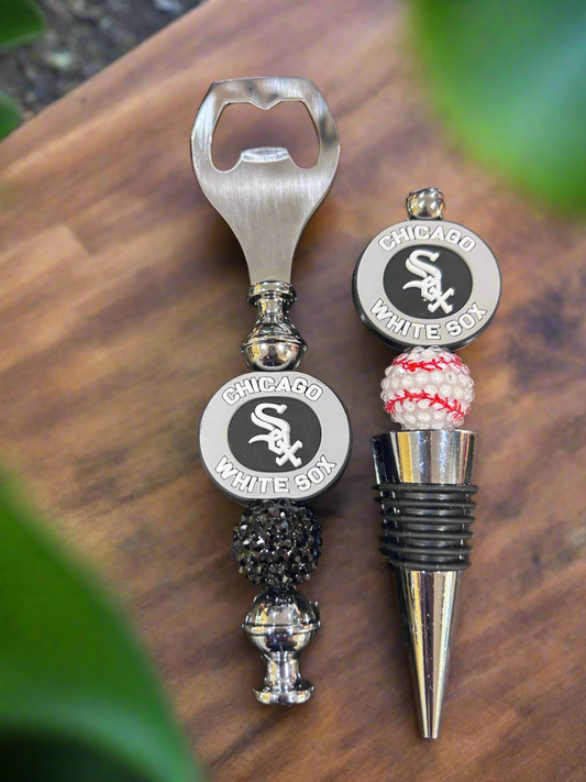 Chicago White Sox MLB Custom Beaded Wine Stopper and Bottle Opener