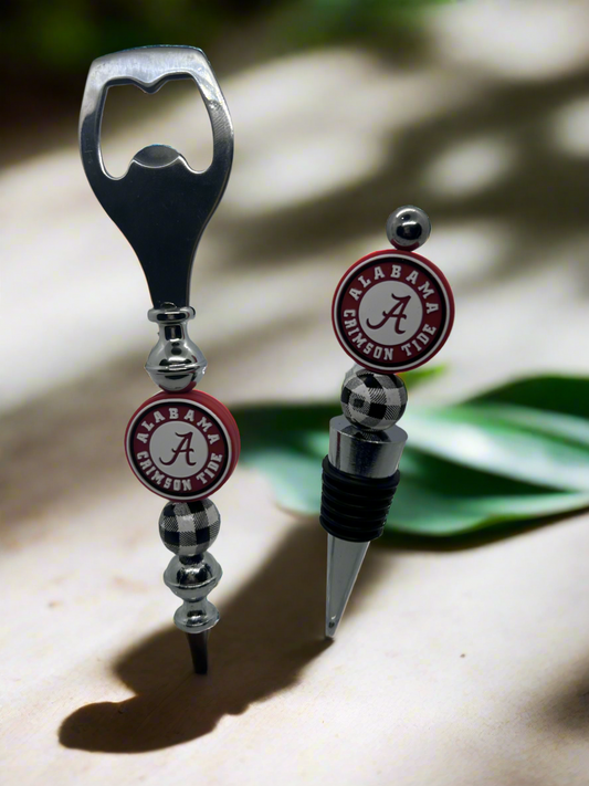 University of Alabama Crimson Tide Silicone Beaded Wine Stopper and Bottle Opener