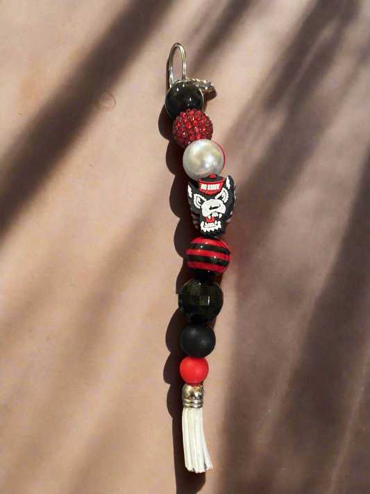 NCSU North Carolina State University Wolfpack Silicone Beaded Keychain
