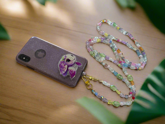 Hand Beaded Multicolored Pastel Crossbody Phone Strap