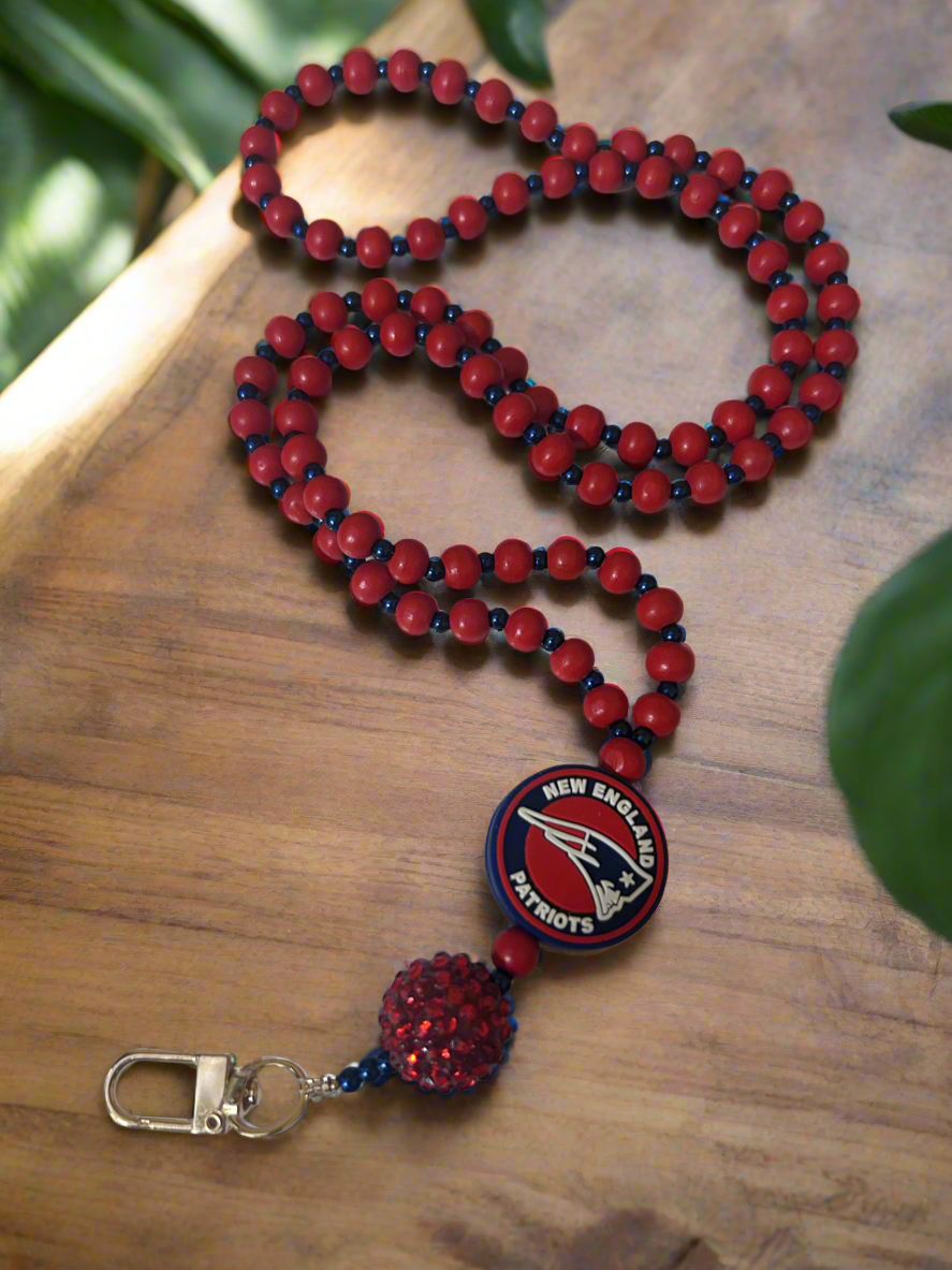 New England Patriots NFL Custom Beaded Lanyard