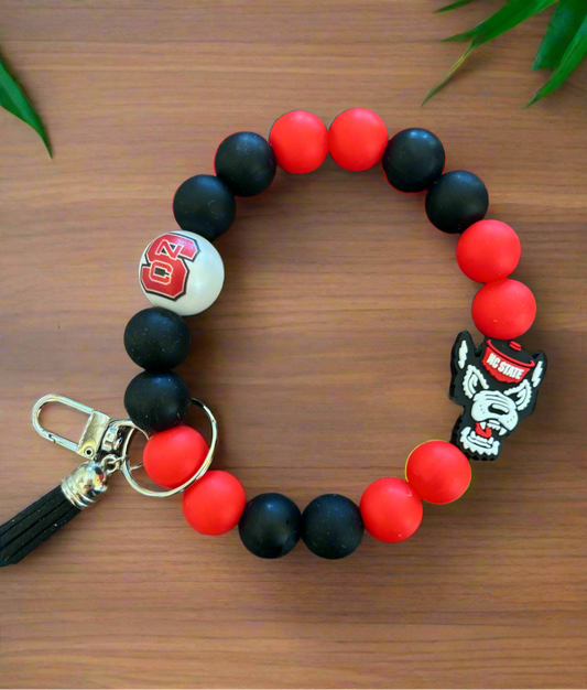 NCSU North Carolina State University Wolfpack Silicone Beaded Keychain Wristlet