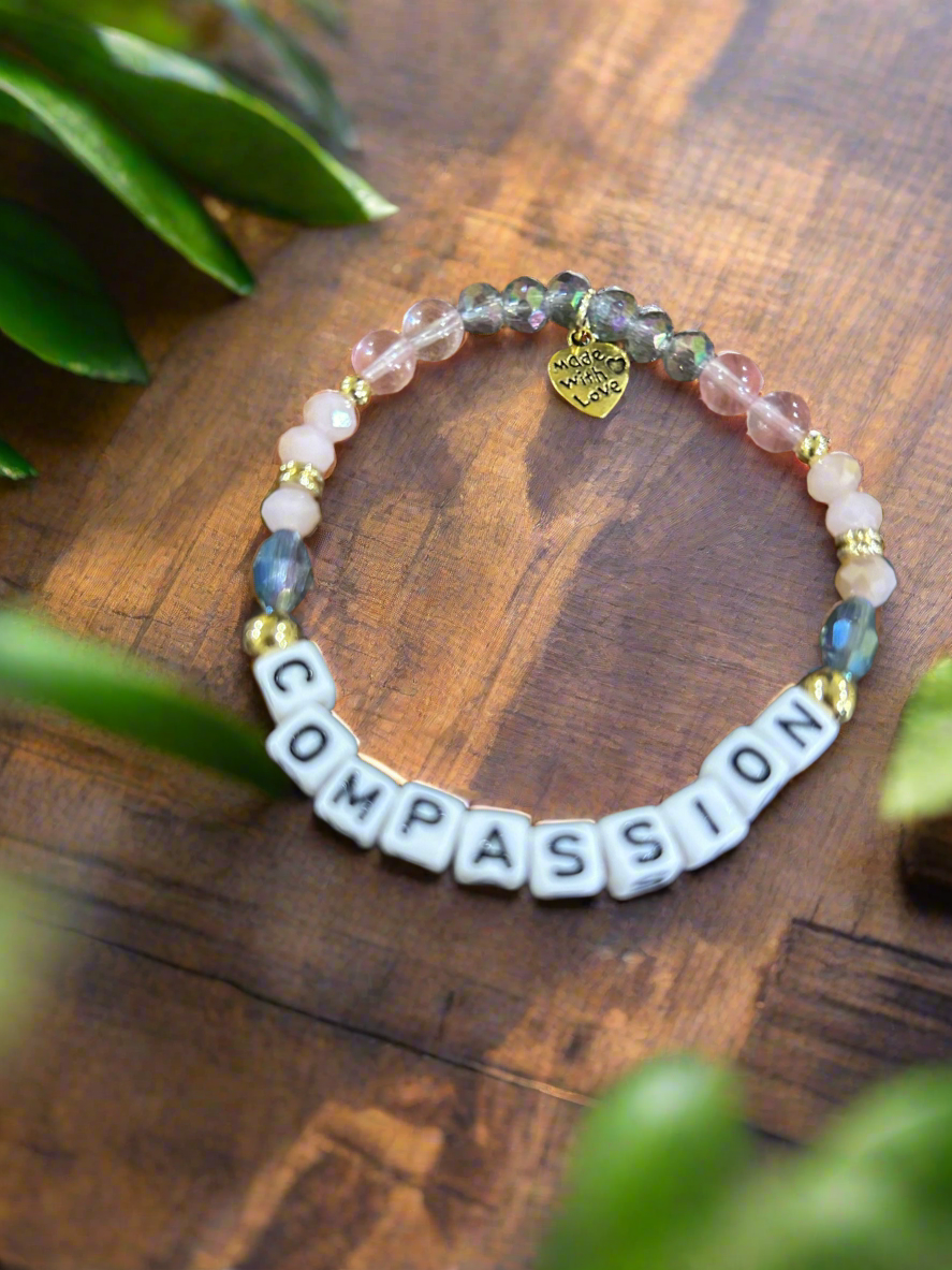 “Compassion” Custom Beaded Inspirational Word Bracelet