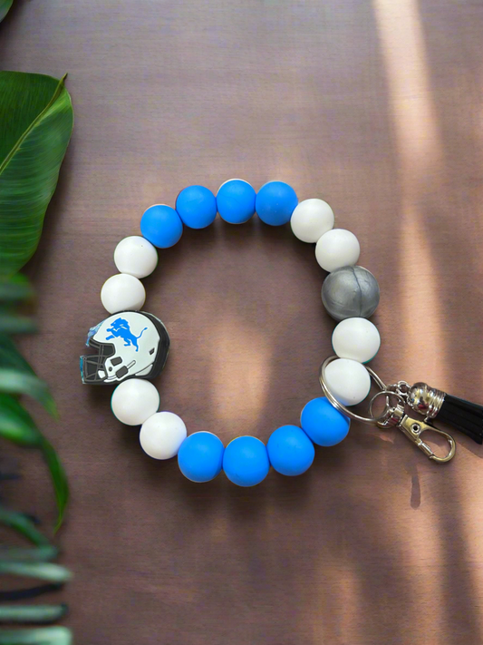Detroit Lions Silicone Beaded Keychain Wristlet