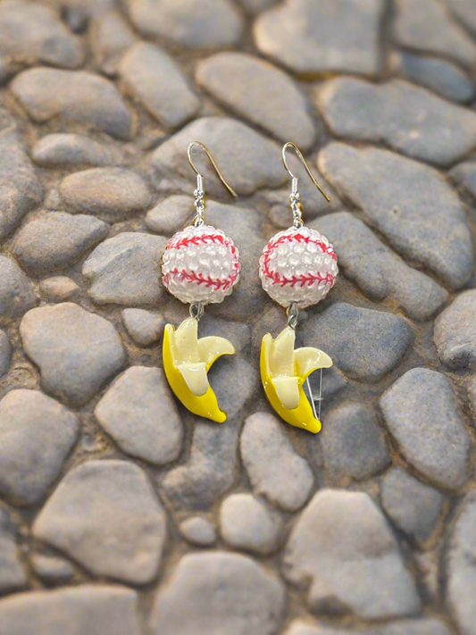 Savannah Banana “Banana Ball” Baseball Earrings