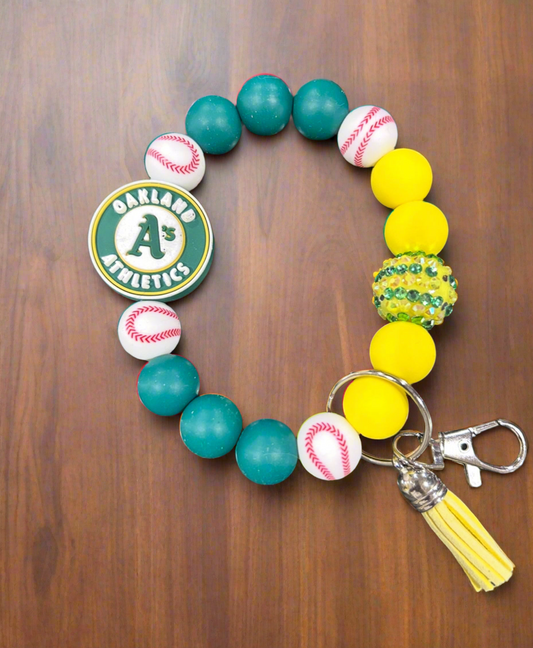 Oakland A’s MLB Silicone Beaded Keychain Wristlet