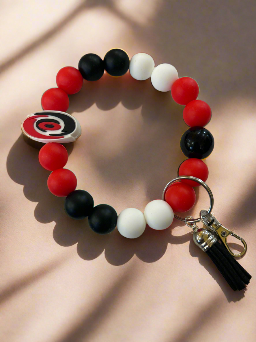 Carolina Hurricanes Silicone Beaded Keychain Wristlet