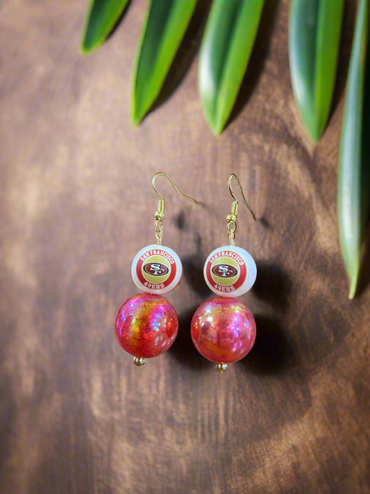 San Francisco 49ers NFL Custom Beaded Gameday Earrings