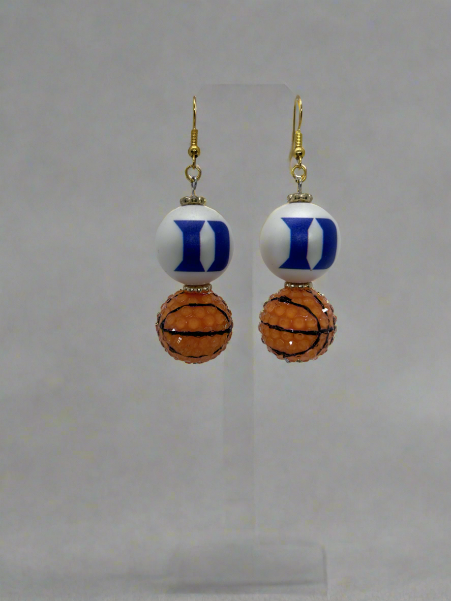 Duke University beaded basketball earrings