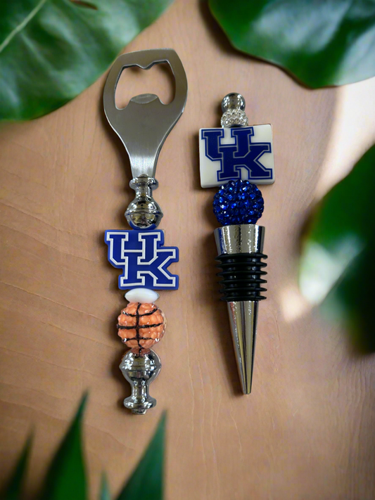 UK University of Kentucky Wildcats Basketball Custom Beaded Bottle Opener and Wine Stopper