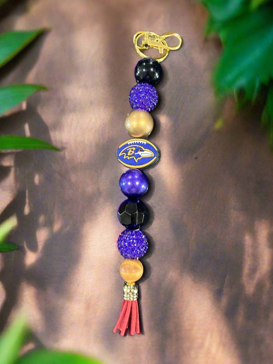 Baltimore Ravens Silicone Beaded Keychain