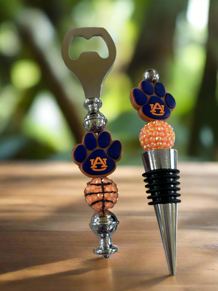 Auburn University Tigers Basketball Custom Beaded Bottle Opener and Wine Stopper
