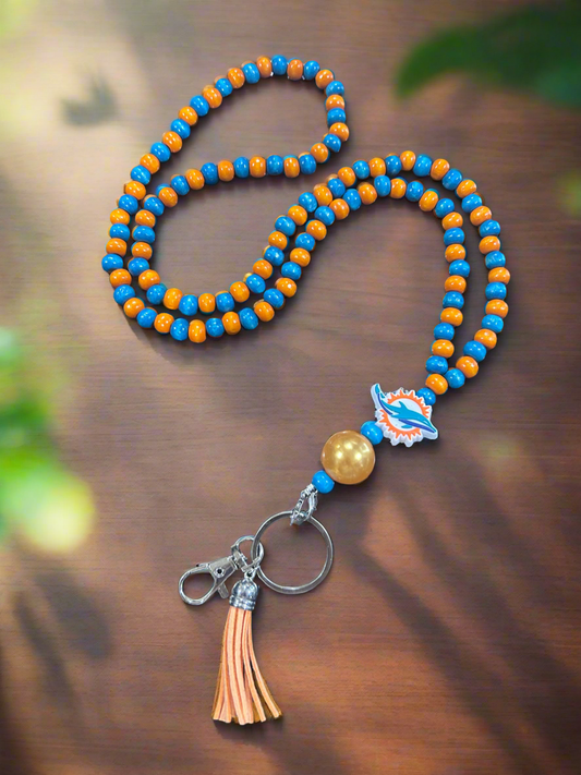 Miami Dolphins NFL Custom Beaded Lanyard